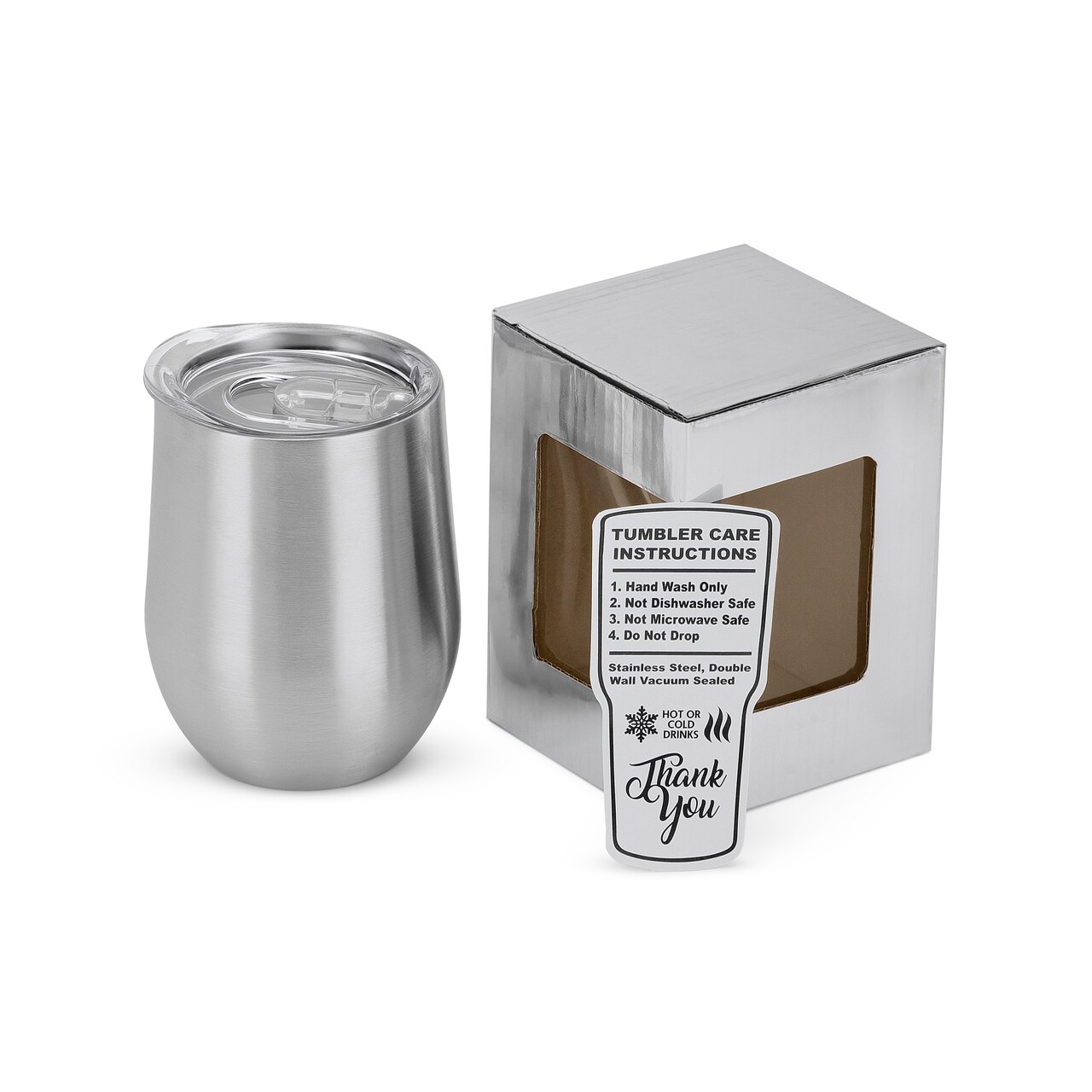 Makerflo 12 oz Stainless Steel Wine Tumbler with Clear Splash Proof Lid, Craft-Ready for DIY Gifts & Personalization (Epoxy, UV DTF, Vinyl, and Laser Engraving)